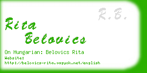 rita belovics business card